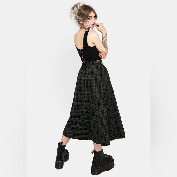 Disturbia Nightingale Buckled Check Midi Skirt - Picture 8 of 15
